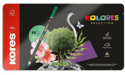 Kores Színes ceruza készlet, háromszögletű, fém doboz, KORES "Kolores Selection", 72 különböző szín (IK93372) - bestoffice