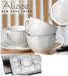 Veroni Alizee porceláncsésze+alj, 260ml, 6 személyes, dobozban