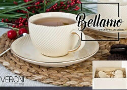 Veroni Bellamo porceláncsésze+alj 230ml, 2 személyes, dobozban