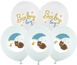Partydeco Mintás lufi 11" 28cm 6db Baby Boy (LUFI464378)