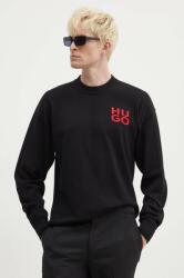 HUGO BOSS pamut pulóver könnyű, fekete, 50516617 - fekete L