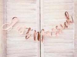 PartyDeco Banner Just Married - Roz auriu