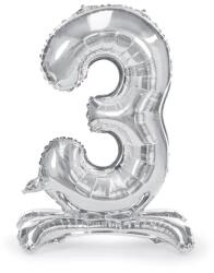 PartyDeco Balon din folie în picioare 3 argintiu 70 cm