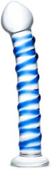 Passion Labs Dildo Spiral, Sticla Premium, Albastru, 17 cm, Passion Labs, Glass Series Dildo