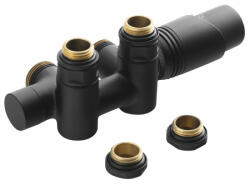 Sapho Bruckner Wicher Combi csatlakozókészlet termosztátos szeleppel 50 mm, matt fekete 600.331. 6 (600.331.6)