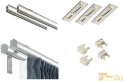  (6 szín 16 méret) Motivo kétsoros függöny karnis szett(3méter). Függönytartó karnis, mennyezeti tartóval - 02 Greige