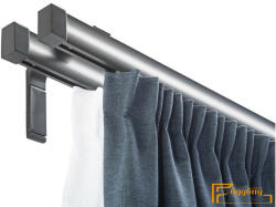  (6 szín 16 méret) Motivo Premium kétsoros függöny karnis szett(2méter). Függönytartó karnis, rövid oldalfali szereléssel - 07 Antracit