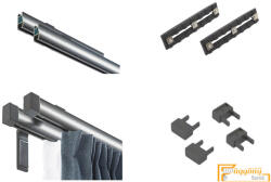  (6 szín 16 méret) Motivo Premium kétsoros függöny karnis szett(2méter). Függönytartó karnis, mennyezeti tartóval - 07 Antracit