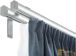  (6 szín 16 méret) Motivo kétsoros függöny karnis szett(4méter). Függönytartó karnis, rövid oldalfali szereléssel - 02 Greige