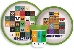 Halantex Minecraft csúszásmentes étkészlet, micro műanyag szett (STF66677)