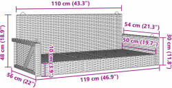 vidaXL szürke polyrattan hintapad 119x56x48 cm (365627) - pepita