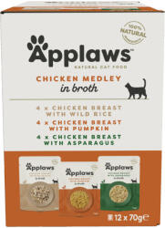 Applaws 12x70g Applaws Csirkeválogatás húslében tasakos vegyes csomag nedves macskatáp 10+2 ingyen akcióban