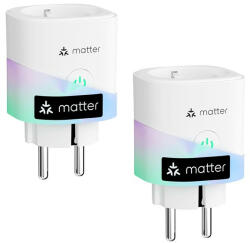 Meross Okos dugalj, WiFi-s, fogyasztásmérővel, Matter kompatibilis, 2 darabos csomag (MSS315MAKIT-EU)