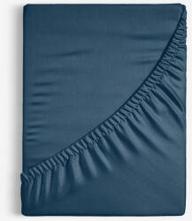 Goldea cearceaf de pat cu elastic din bumbac - albastru marin 200 x 200 cm