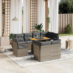 vidaXL 9 részes szürke polyrattan kerti ülőgarnitúra párnákkal (3272292) - balena
