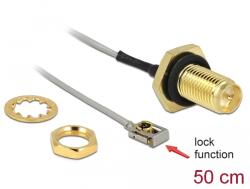 Delock Antenna kábel RP-SMA anya válaszfali csatlakozóval apa MHF I LK-dugó 1.13 50 cm menethossz