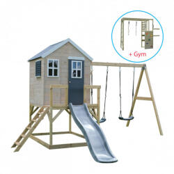 Wendi Toys M28G_G - Casuta de gradina Grey Lodge cu tobogan, leagan dublu, modul sport (M28G_G), Wendi Toys (M28G_G) - roua Casuta pentru copii