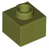 LEGO® 86996c155 - LEGO oliva zöld kocka 1 x 1 x 2/3 méretű nyitott bütyökkel (86996c155)