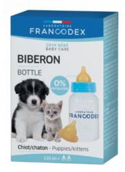 FRANCODEX Kiskutya és cica etető palack 120 ml + 2 szopóka