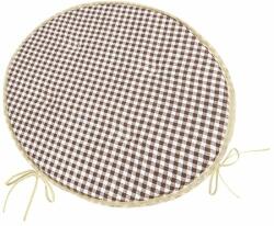 BellaTEX Pernă de scaun rotundă Bellatex Berta netedă Pătrățele maro, diametru 40 cm