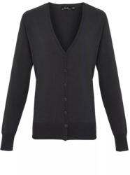Premier PR697 elől végig gombos V-nyakú finom kötésű Női kardigán Premier, Charcoal-4XL (pr697ch-4xl)
