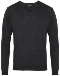 Premier PR694 V-nyakú finom kötésű férfi pulóver Premier, Charcoal-4XL (pr694ch-4xl)