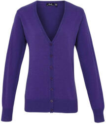 Premier PR697 elől végig gombos V-nyakú finom kötésű Női kardigán Premier, Purple-4XL (pr697pu-4xl)