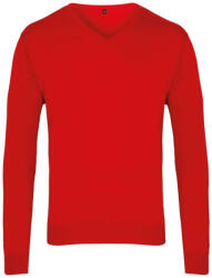Premier PR694 V-nyakú finom kötésű férfi pulóver Premier, Red-L (pr694re-l)