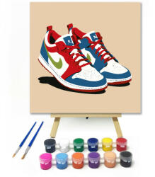  Kék-piros sportcipők - gyerek számfestő készlet