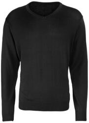 Premier PR694 V-nyakú finom kötésű férfi pulóver Premier, Black-XL (pr694bl-xl)