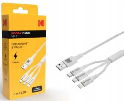 Kodak Кабел USB 3 In 1 Kodak For Android, Iphone, 1м Бял 30425835 (30425835)