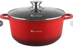 Goldmann Cratita marmorata antiaderenta 2.3L, 20x8, 5cm, inclusiv inductie, capac sticla, rosie, ECO-friendly, Goldmann (GM 7320 R)