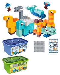  Joc de construit animalute cu piese de tip LEGO 134 piese in cutie de plastic cu maner (102400)