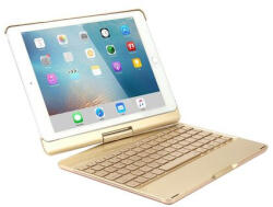 HOPE R Husa carcasa aluminiu, aurie, cu tastatura LED, Bluetooth Wireless pentru iPad Air, iPad Air 2, iPad Pro 9.7, iPad 9.7 2017, 2018 (HCTBWI97AALHP)
