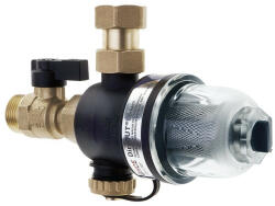  HCE DirtOut Compact 3/4"-os mágneses iszapleválasztó mechanikus szűrővel, átlátszó/fekete (HCE-DF00300034) - kazanklima