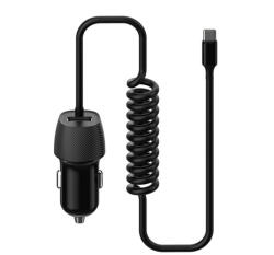 Platinet PLCRSC Car Charger Spiral 3, 4A USB Type-C cable Black (PLCRSC) - pcland