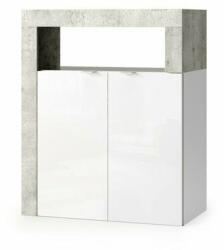 LC Mobili Dulap coloana mediu LC Mobili Italia Hamburg 64x78 cm finisaj alb lucios/gri beton (439030-04CE)