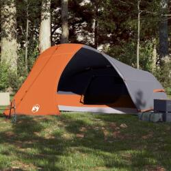 vidaXL Cort de camping pentru 4 persoane, gri/portocaliu, impermeabil (94729) Cort
