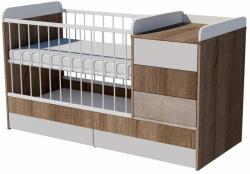  Reni Trio 3in1 baba kombi kiságy 120×60 cm ágyneműtartóval - Sötét sonoma/fehér/desmond (ezüst tölgy)