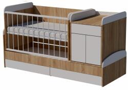  Bogi Duo 4in1 ringatható kombi kiságy 120×70 cm ágyneműtartóval - Világos sonoma/fehér