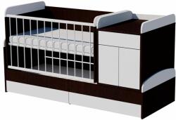  Bogi Duo 4in1 ringatható kombi kiságy 120×70 cm ágyneműtartóval - Wenge/fehér