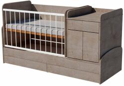  Bogi Uno 4in1 ringatható kombi kiságy 120×70 cm ágyneműtartóval - Desmond (ezüst tölgy)