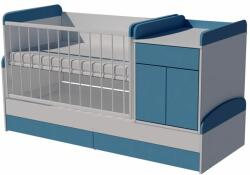  Bogi Duo 4in1 ringatható kombi kiságy 120×70 cm ágyneműtartóval - Fehér/kék