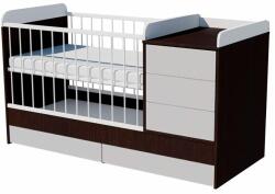  Reni Duo 3in1 baba kombi kiságy 120×60 cm ágyneműtartóval - Fehér/wenge