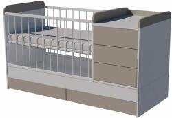  Reni Duo 3in1 baba kombi kiságy 120×70 cm ágyneműtartóval - Fehér/szürke