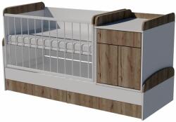  Bogi Duo 4in1 ringatható kombi kiságy 120×70 cm ágyneműtartóval - Fehér/gesztenye