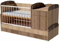  Bogi Duo 4in1 ringatható kombi kiságy 120×70 cm ágyneműtartóval - Sötét sonoma/világos sonoma