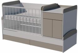  Bogi Duo 4in1 ringatható kombi kiságy 120×70 cm ágyneműtartóval - Fehér/szürke