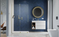 Radaway Furo Brushed Gold Walk-in szálcsiszolt arany zuhanyfal 100 jobbos átlátszó (9061)