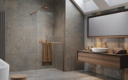 Radaway Modo New Brushed Copper II Walk-in szálcsiszolt réz zuhanyfal törölközőtartóval 135 átlátszó (12792)